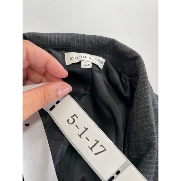 Moon River Jacket Womens Large Grey Pin Striped Double Layer Twill Button Blazer - Picture 4 of 12